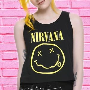 Hot Topic Nirvana Smiley Crop Tank